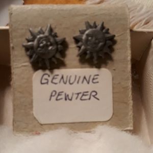 Genuine pewter stud earrings